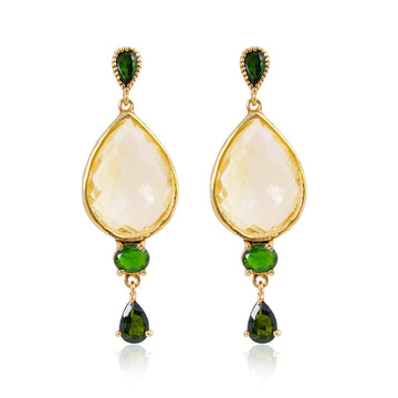 Handcrafted Silver Gold Plated Green Tourmaline Earring