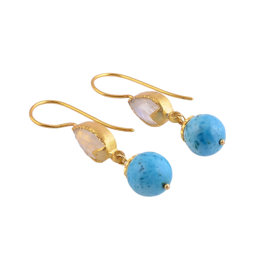 Buy Handmade Silver Gold Plated Rainbow Moonstone/turquoise Earring