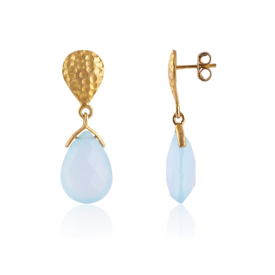 Buy Indian Hand Crafted Silver Gold Plated Chalcedony Earring