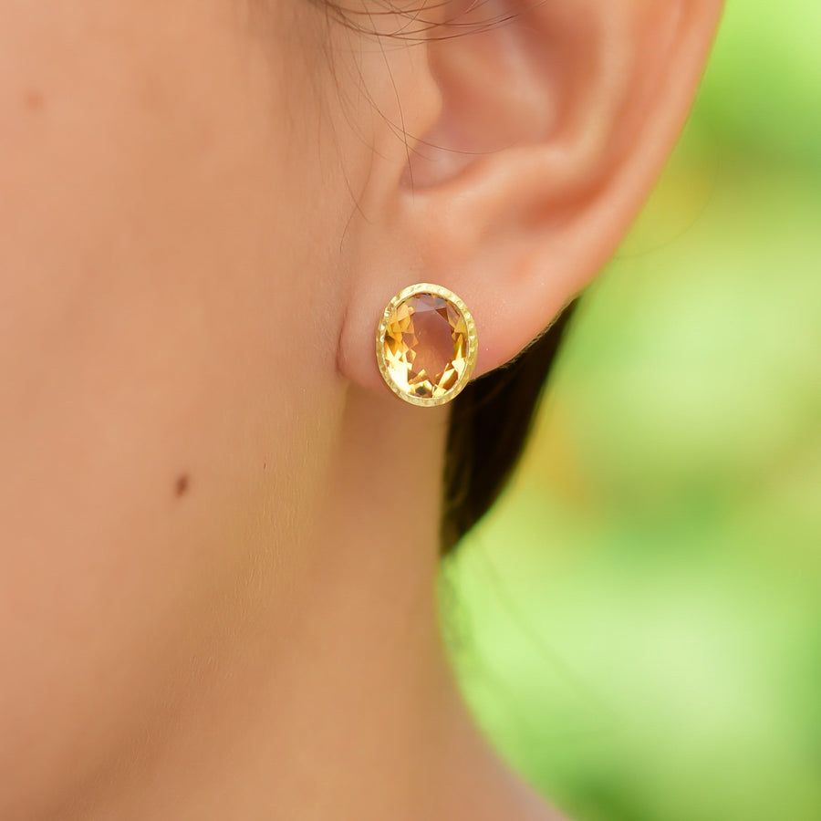 Buy Indian Hand Crafted Silver Gold Plated Citrine Earring