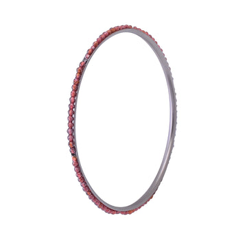 Buy Indian Handcrafted Silver Black Plated Garnet Bangle