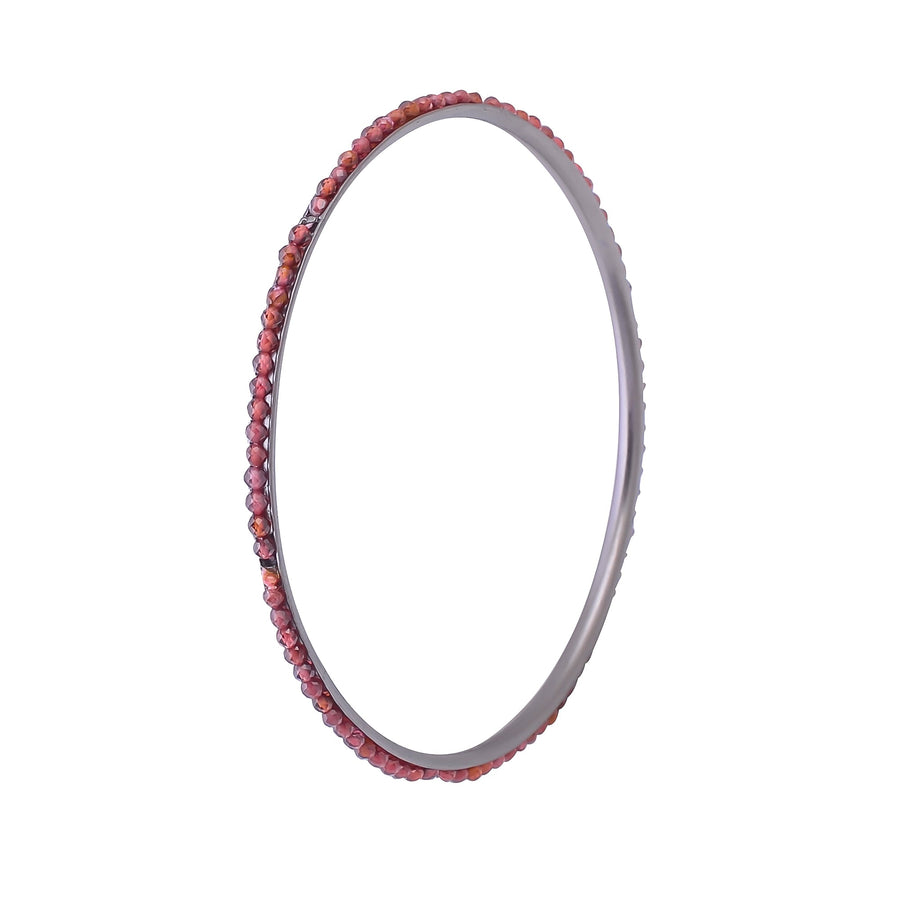 Buy Indian Handcrafted Silver Black Plated Garnet Bangle