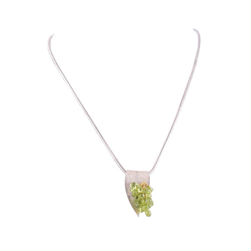 Buy Indian Handcrafted Silver Leaf With Peridot Drops Cluster Necklace
