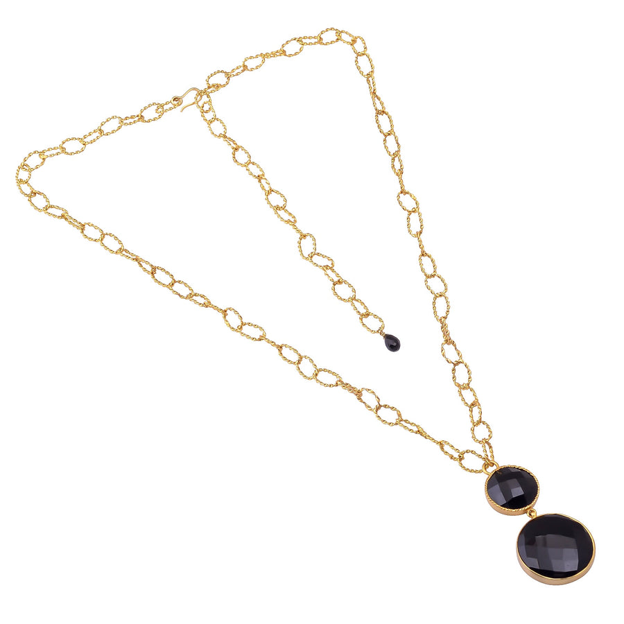 Buy Handcrafted Silver Gold Plated Black Onyx Pendant Necklace