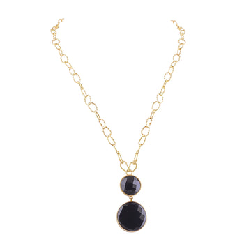Buy Handcrafted Silver Gold Plated Black Onyx Pendant Necklace