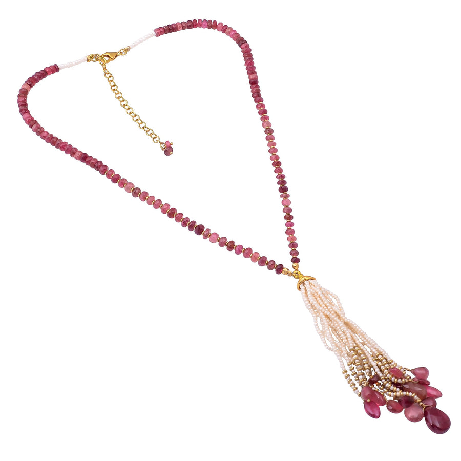 Buy Handmade Silver Gold Plated Pearl Cluster / Tourmaline Necklace