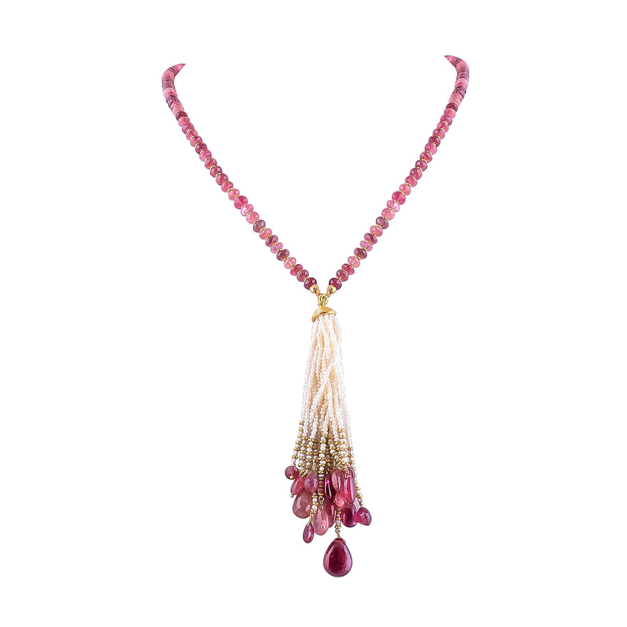 Buy Handmade Silver Gold Plated Pearl Cluster / Tourmaline Necklace