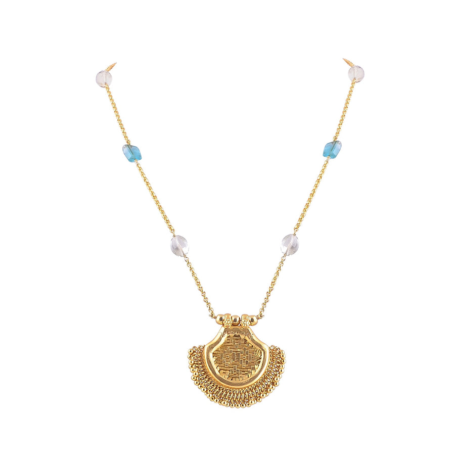 Buy Indian Handmade Silver Gold Plated Multi Stone Woven Pendant Necklace