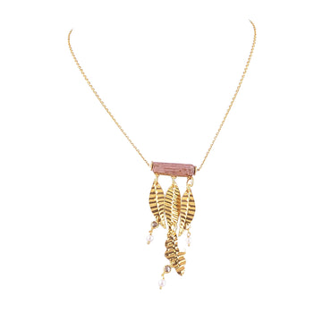Buy Handcrafted Silver Gold Plated Tourmaline Ruff/diamond Leaf Charm Necklace