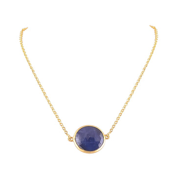 Buy Handcrafted Silver Gold Plated Blue Sapphire Necklace