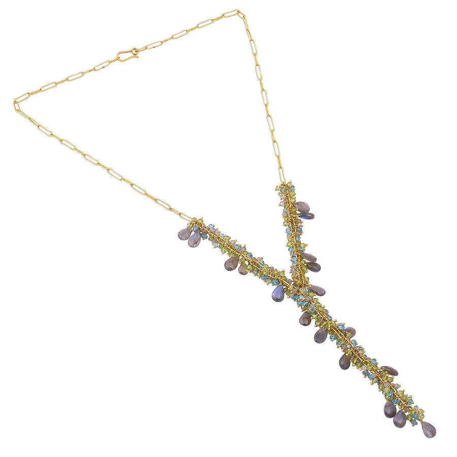 Buy Indian Handmade Silver Gold Plated Peridot/apetite/labrodarite Grape Cluster Necklace