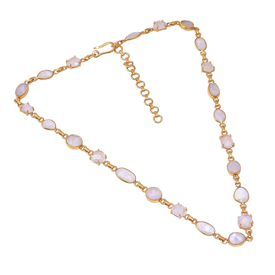 Buy Indian Handmade Silver Gold Plated Rainbow Moonstone Necklace