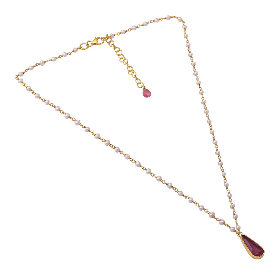 Buy Indian Handcrafted Silver Gold Plated Pink Tourmaline Pendant/pearl Necklace