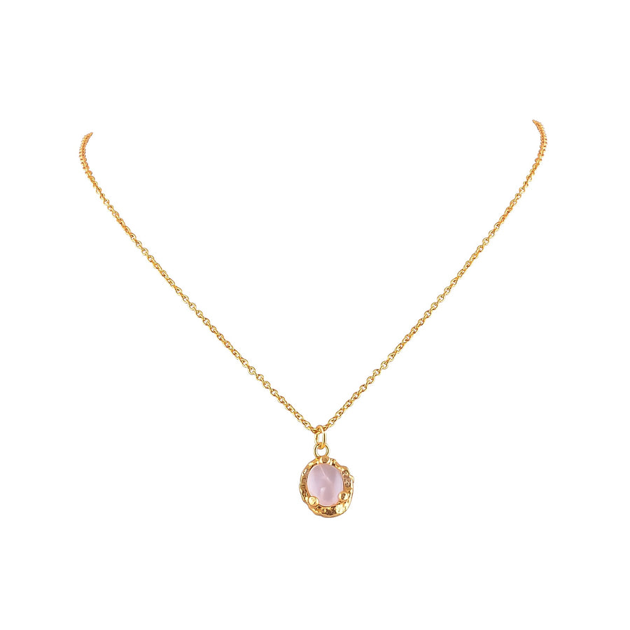 Buy Indian Handcrafted Silver Gold Plated Rose Quartz Pendant Necklace