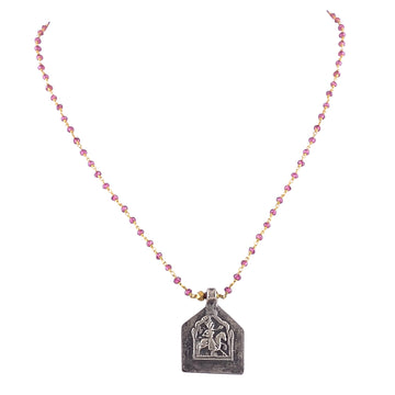 Buy Handcrafted Silver Gold Plated Garnet Necklace With Patri Pendant