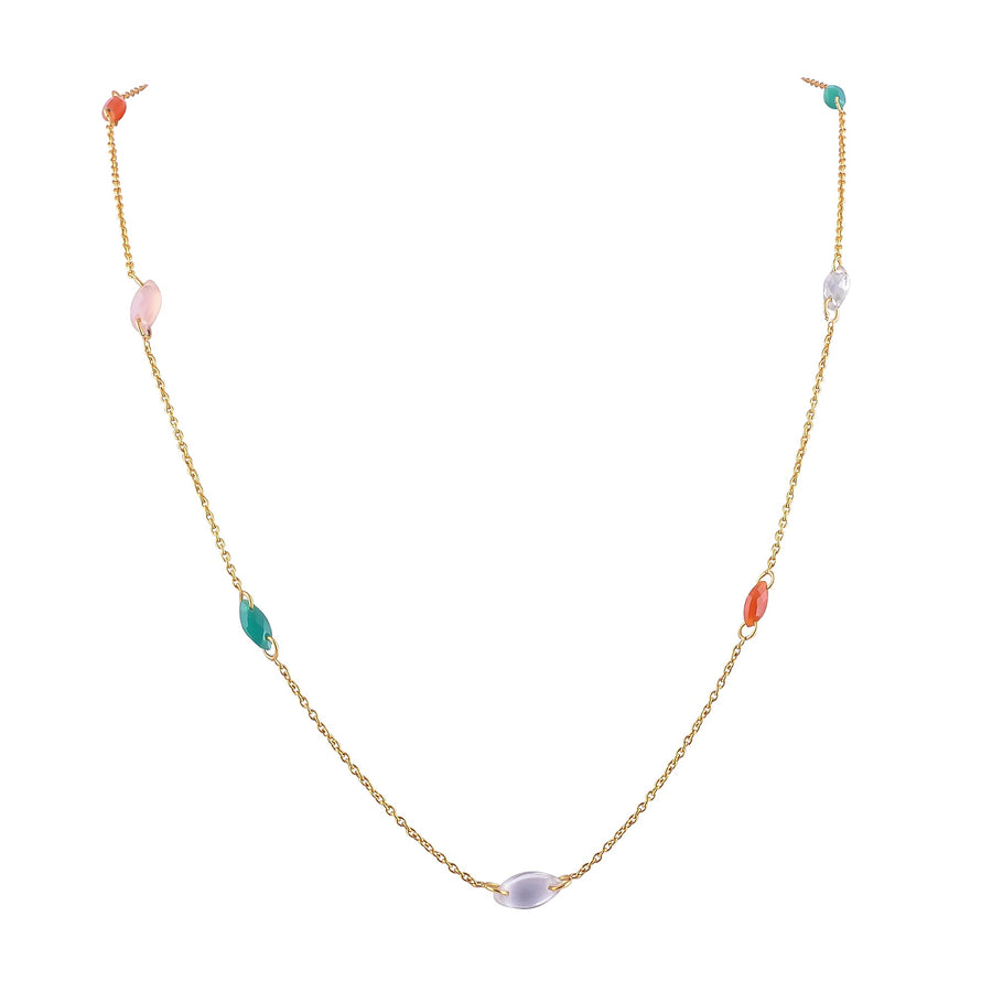 Buy Indian Handcrafted Silver Gold Plated Multi Stone Long Necklace