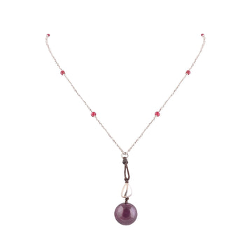 Buy Handmade Silver Ruby Pendant Washer Bead Long Necklace