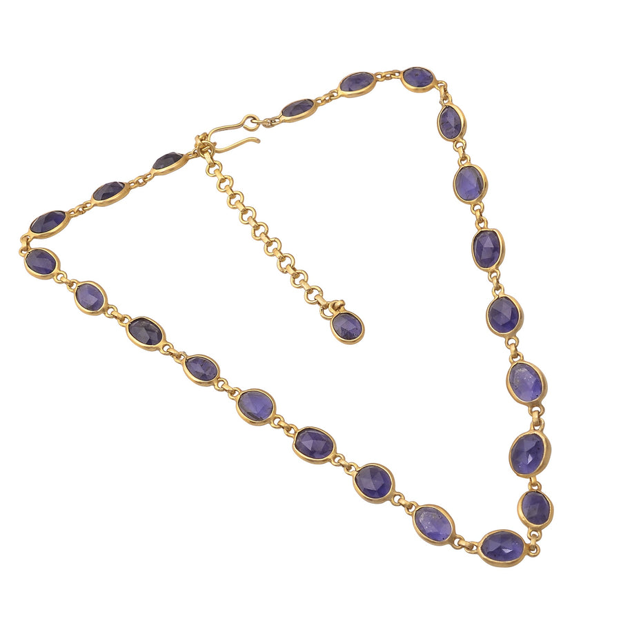Buy Indian Handcrafted Silver Gold Plated Iolite Necklace