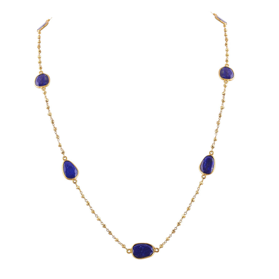 Buy Indian Handmade Silver Gold Plated Lapis Long Necklace