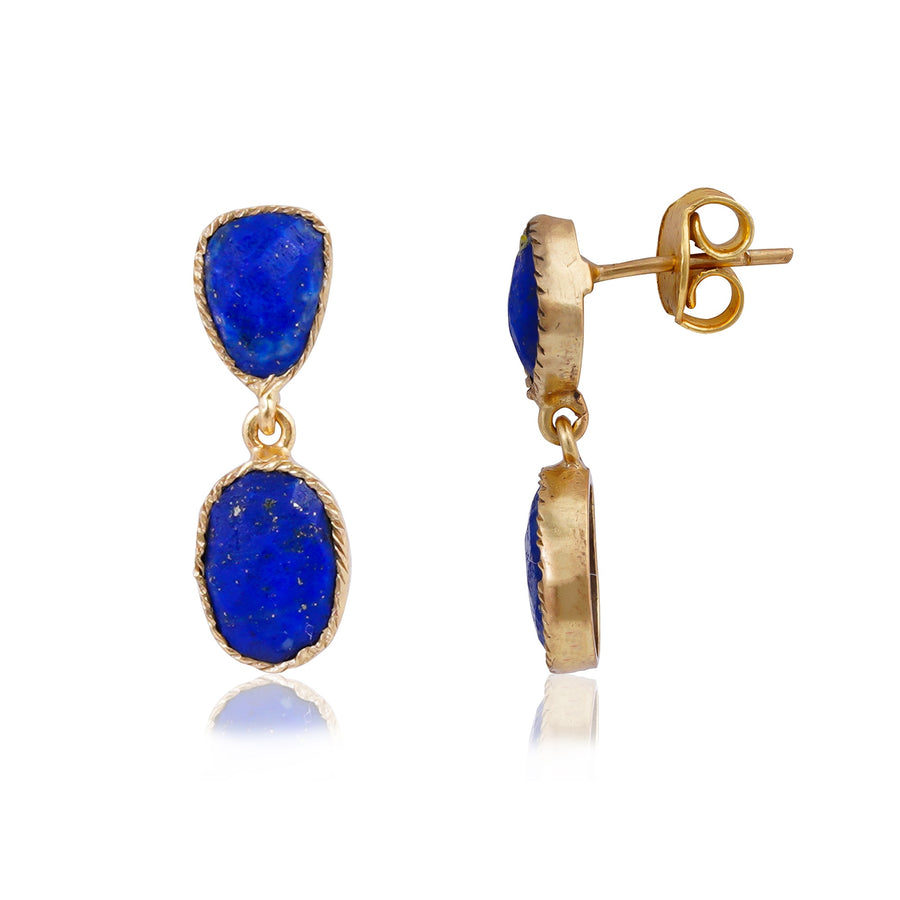 Buy Handcrafted Silver Gold Plated Lapis Earring