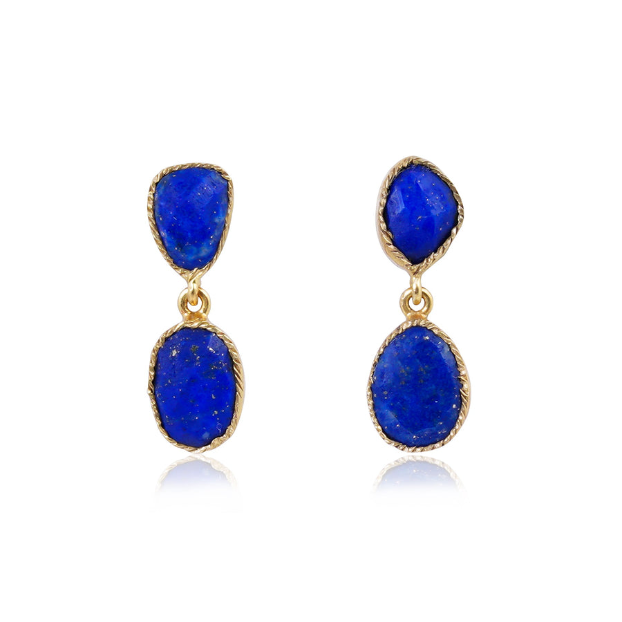 Buy Handcrafted Silver Gold Plated Lapis Earring