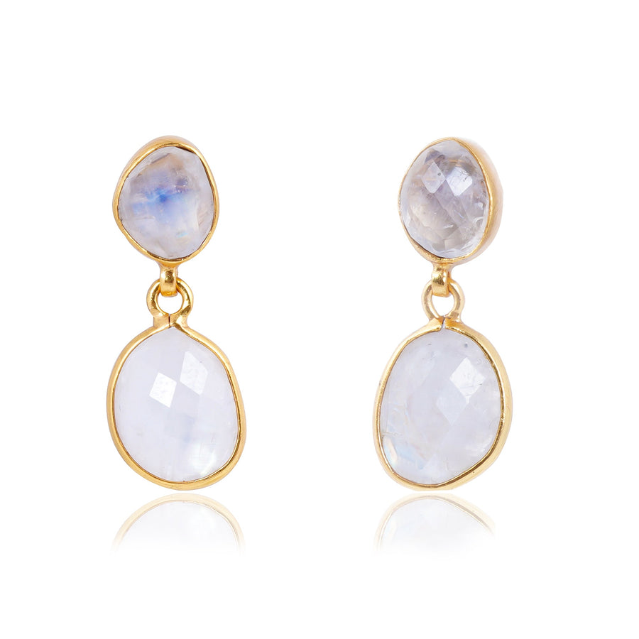 Buy Indian Handcrafted Silver Gold Plated Rainbow Moonstone Earring