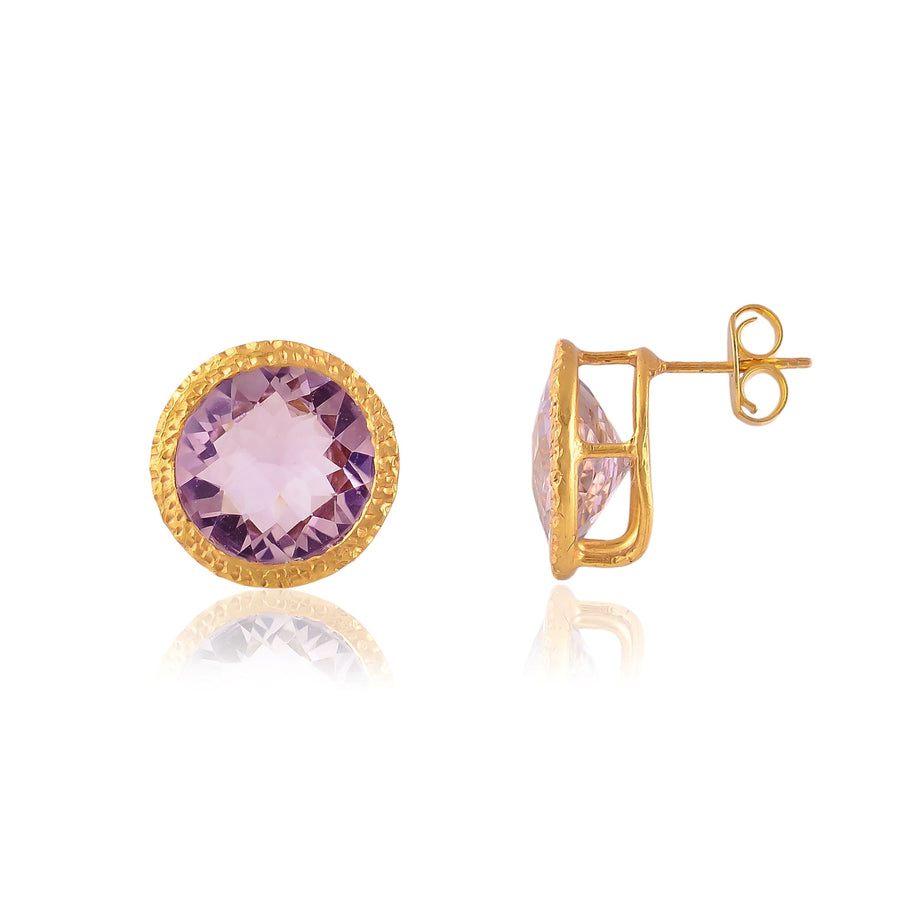 Buy Hand Crafted Silver Gold Plated Amethyst Earring