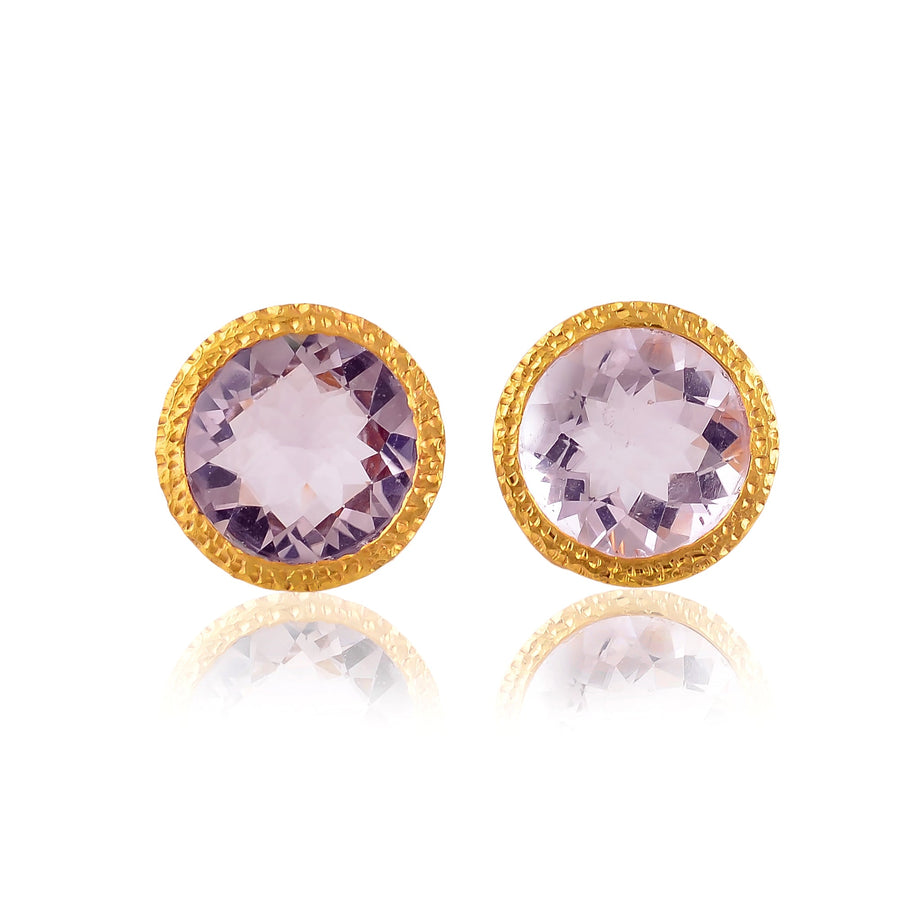 Buy Hand Crafted Silver Gold Plated Amethyst Earring