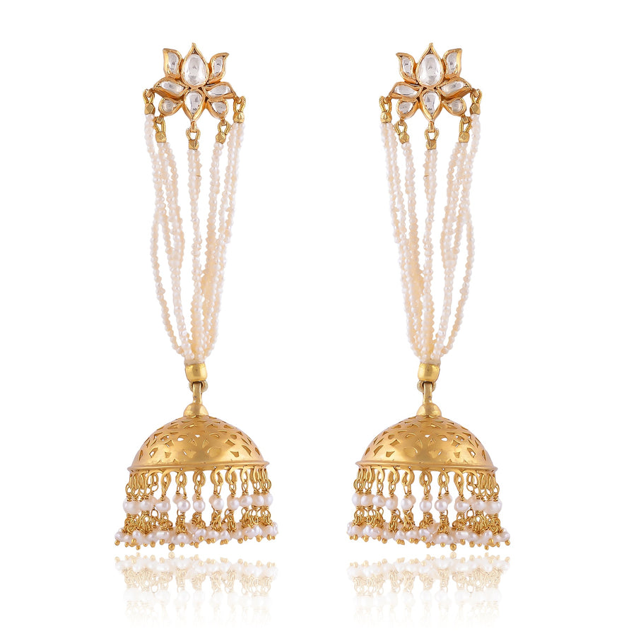 Buy Handmade Silver Gold Plated Glass Polki/pearl Jhumki Earring