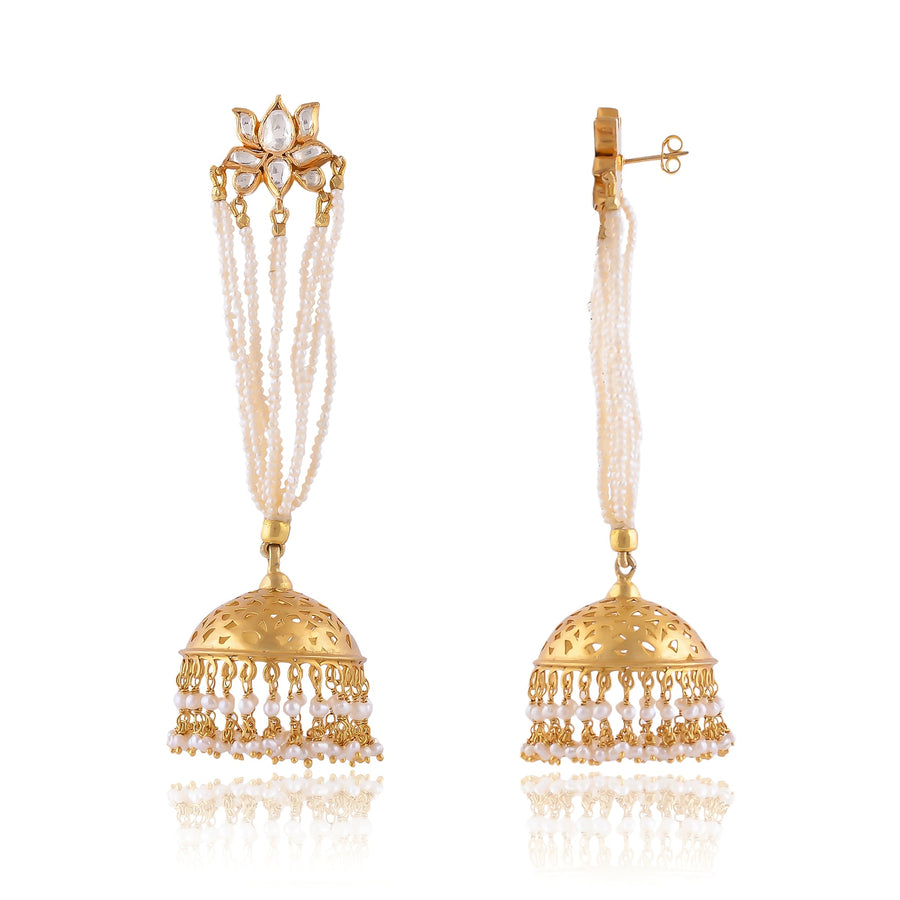 Buy Handmade Silver Gold Plated Glass Polki/pearl Jhumki Earring