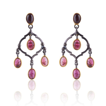 Buy Hand Crafted Silver Gold Black Plated Tourmaline Mughal Earring