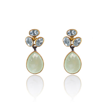 Buy Indian Handcrafted Silver Glod Plated Aquamarine Earing