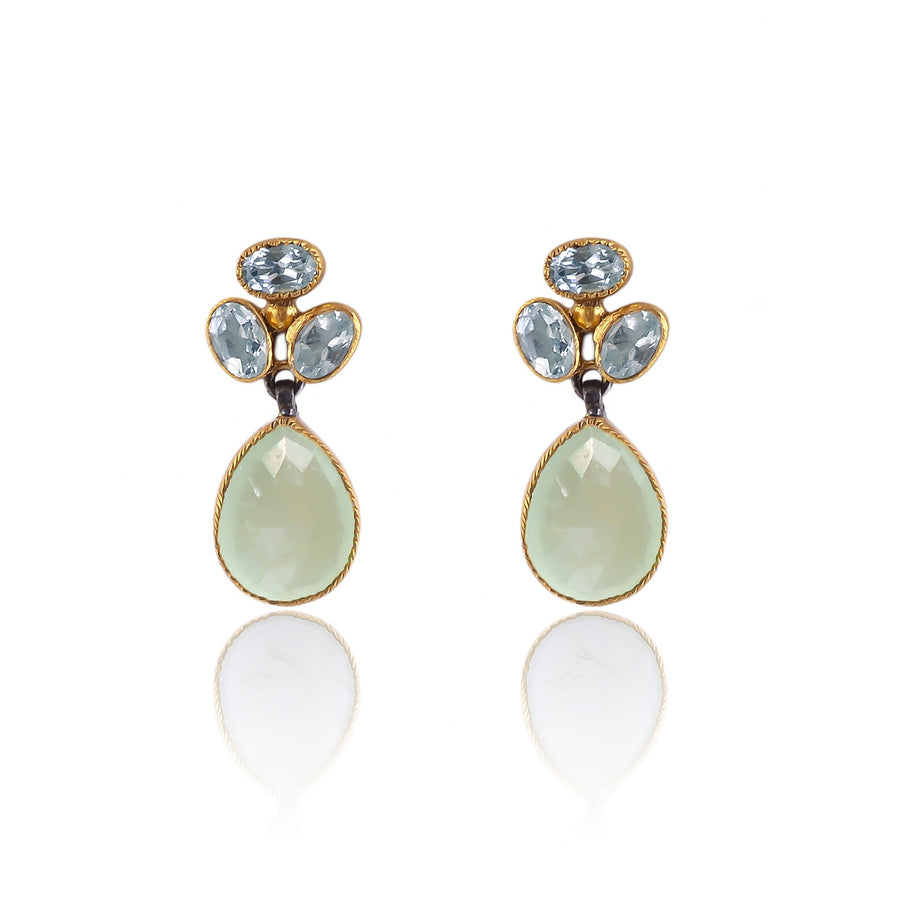 Buy Indian Handcrafted Silver Glod Plated Aquamarine Earing