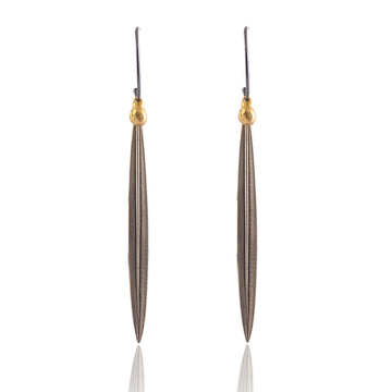 Buy Handmade Silver Gold Black Plated Long Leaf Drop Earring