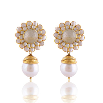 Buy Hand Crafted Silver Gold Plated Golden Rotile/pearl Drop Earring