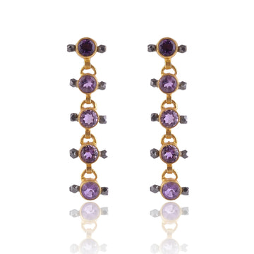 Buy Indian Handmade Silver Gold/black Plated Amethyst Earring