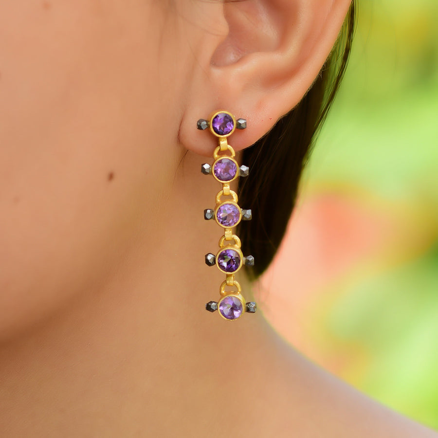 Buy Indian Handmade Silver Gold/black Plated Amethyst Earring