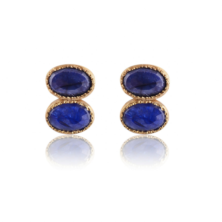 Buy Hand Crafted Silver Gold Plated Glass Filled Sapphire Earring