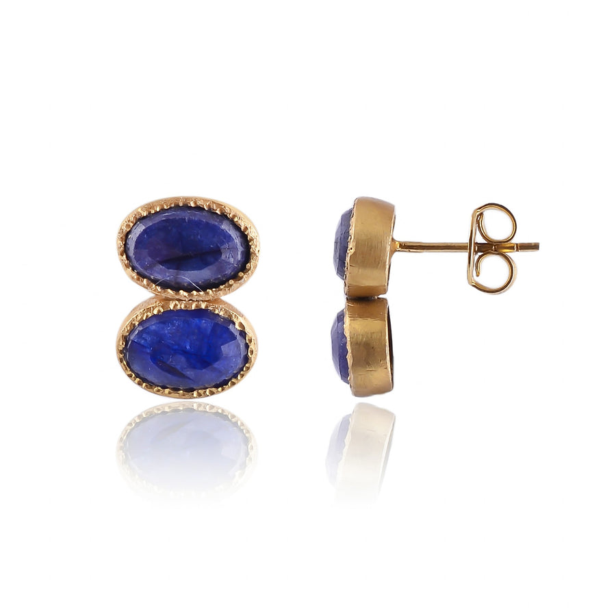 Buy Hand Crafted Silver Gold Plated Glass Filled Sapphire Earring