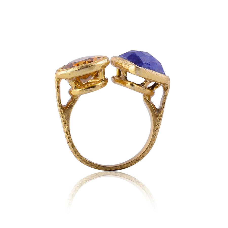 Buy Indian Handcrafted Silver Gold Plated Lapis/citrine Ring