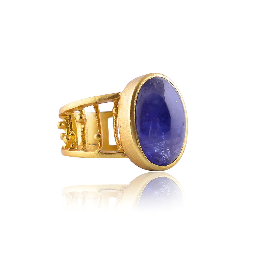 Buy Handcrafted Silver Gold Plated Tanzanite Ring