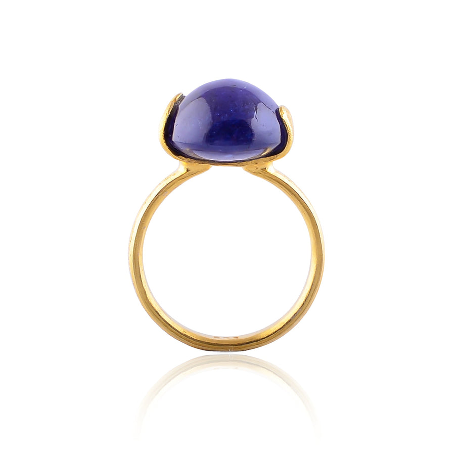 Buy Handcrafted Silver Gold Plated Tanzanite Ring