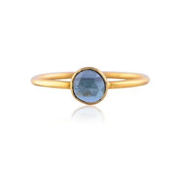 Buy Handcrafted Silver Gold Plated Blue Topaz Ring