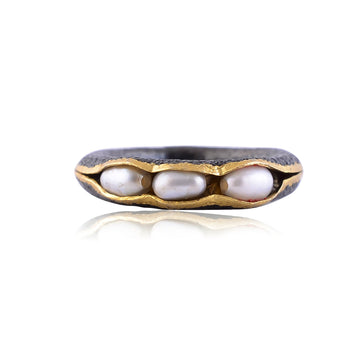 Buy Indian Handcrafted Silver Gold Black Plated Pearl Ring