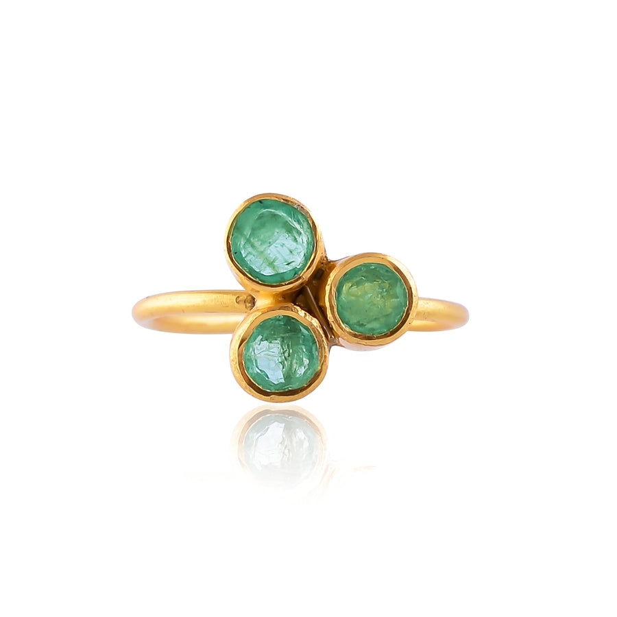 Buy Indian Handcrafted Silver Gold Plated Emerald Ring