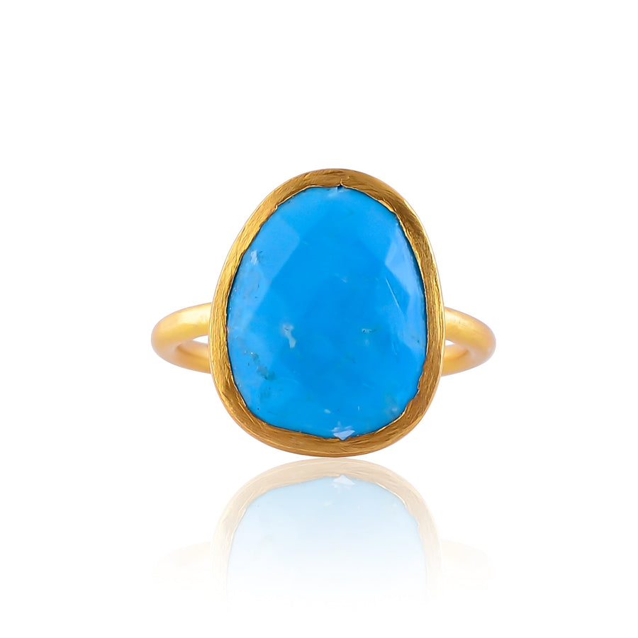 Buy Handcrafted Silver Gold Plated Turquoise Ring