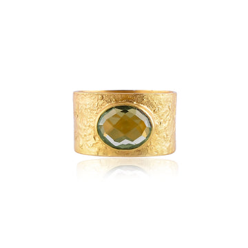 buy Handmade Silver Gold Plated Green Amethyst Ring