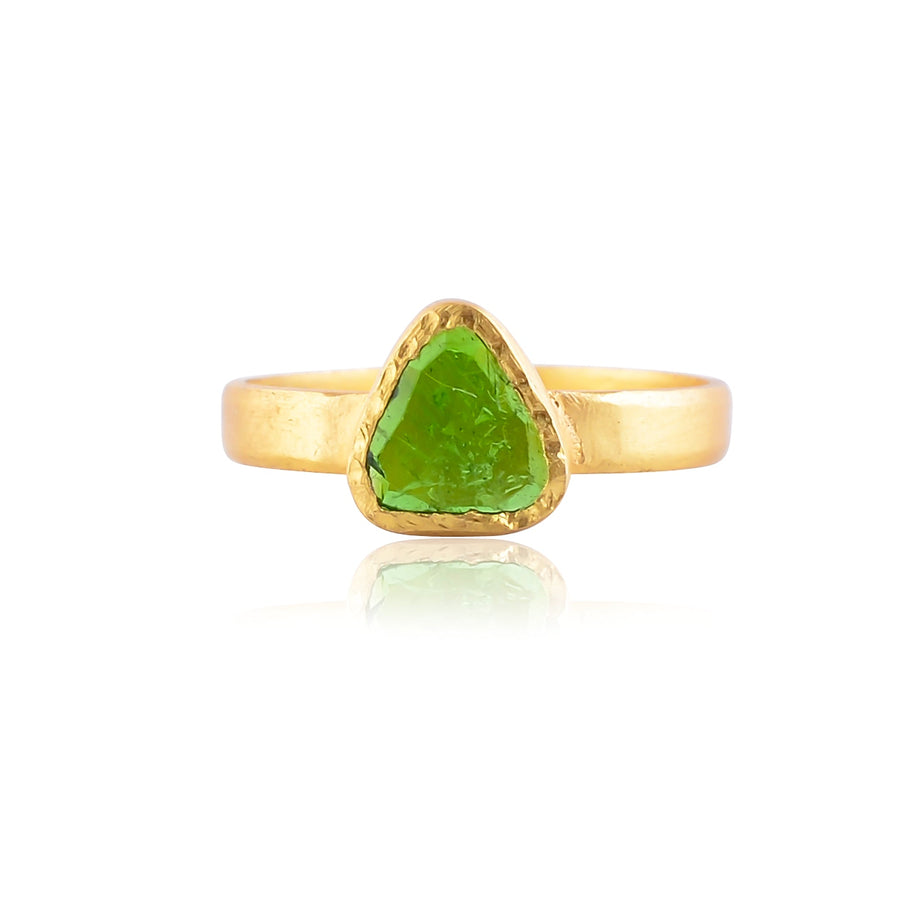 Buy Handcrafted Silver Gold Plated Green Tourmaline Ring