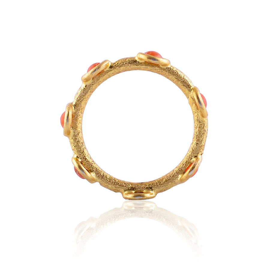 Buy Handcrafted Silver Gold Plated Coral Ring
