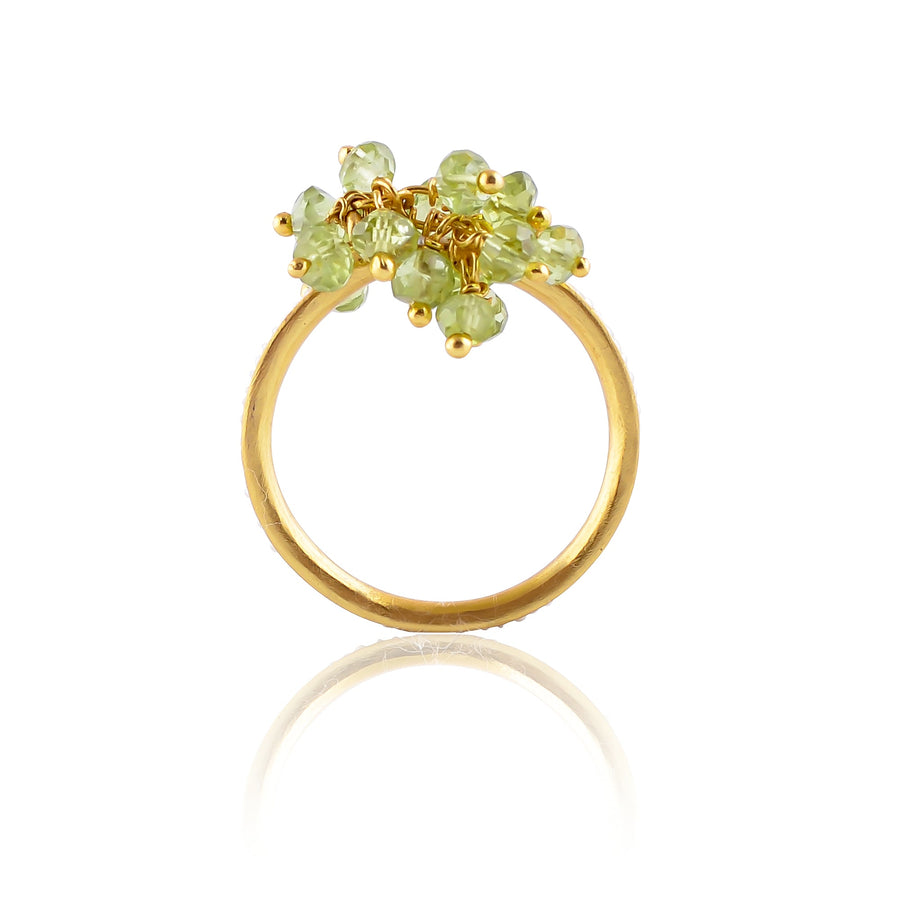 Buy Handcrafted Silver Gold Plated Pearl/peridot Ring